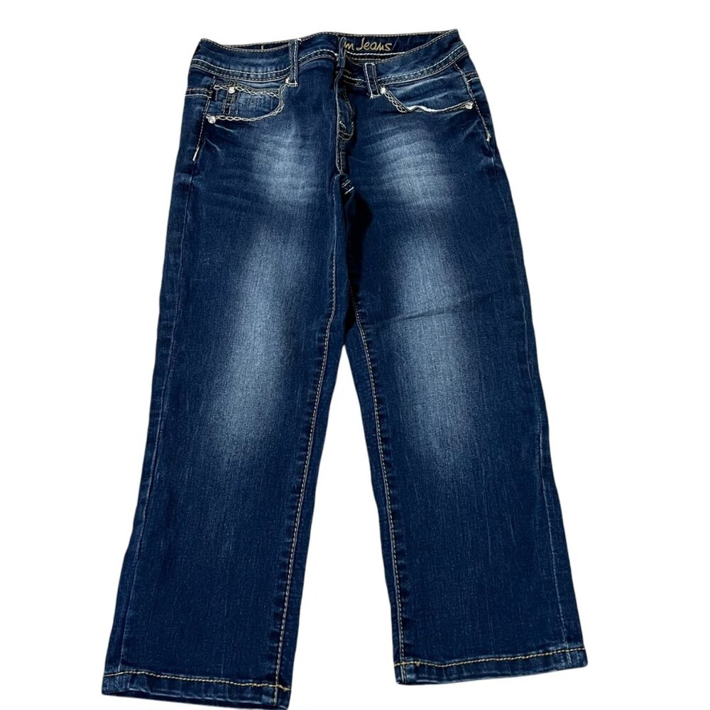 Justice Girls Premium Jeans With Embellished Pockets & Light Wash Denim 10